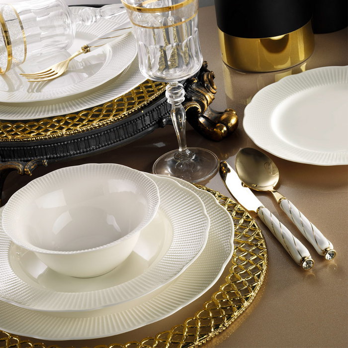 Hermia Juego de Cena de Porcelana de 24 Piezas Blanco Hermia Juego de Cena de Porcelana de 24 Piezas Blanco